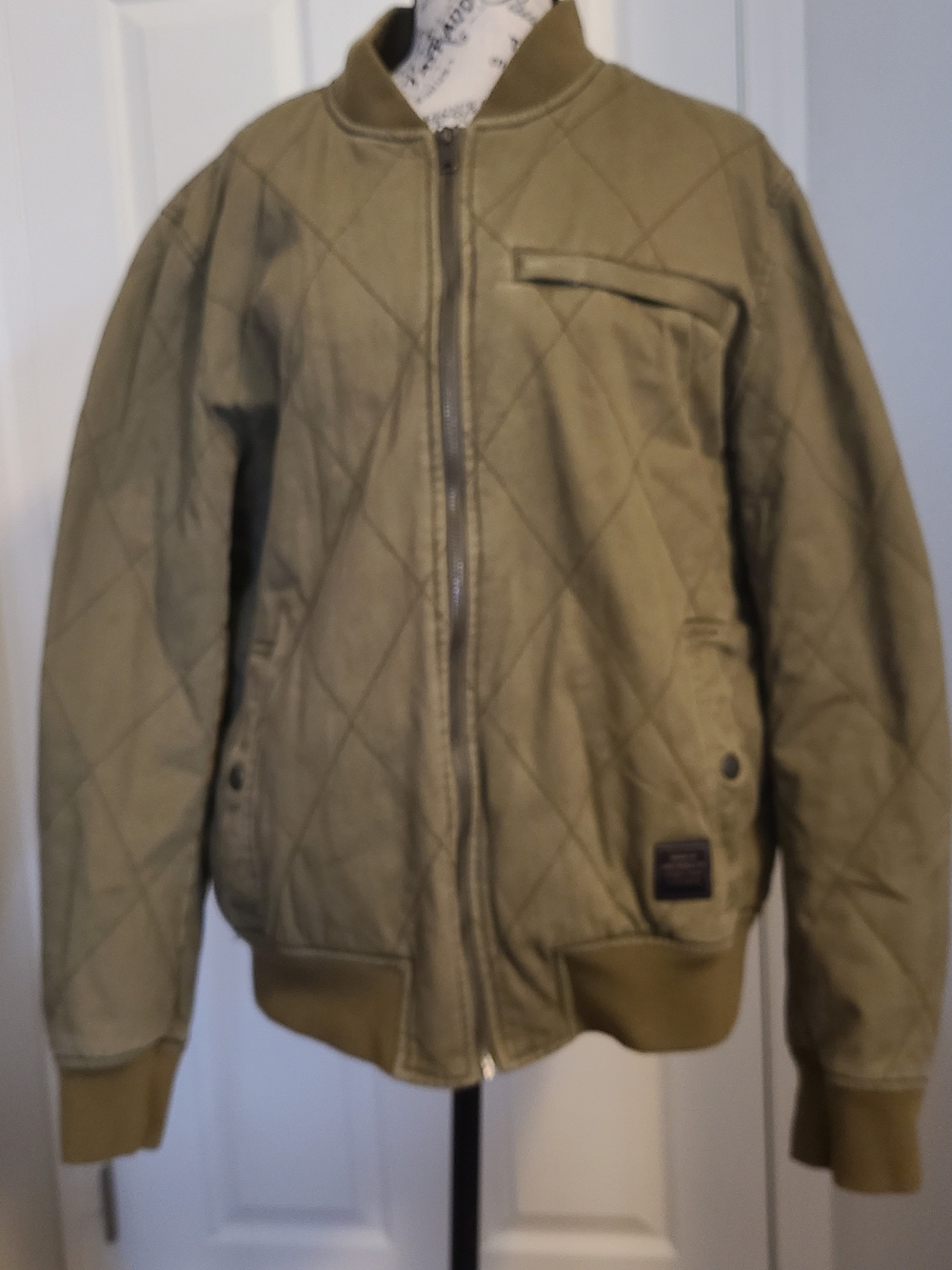 Lucky Brand Quilted Olive Green Bomber Jacket